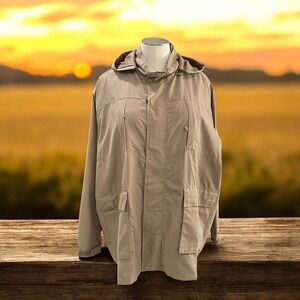 King Size‎ Hooded Utility Jacket Gorpcore Minimalist Outdoor Windbreaker Neutral